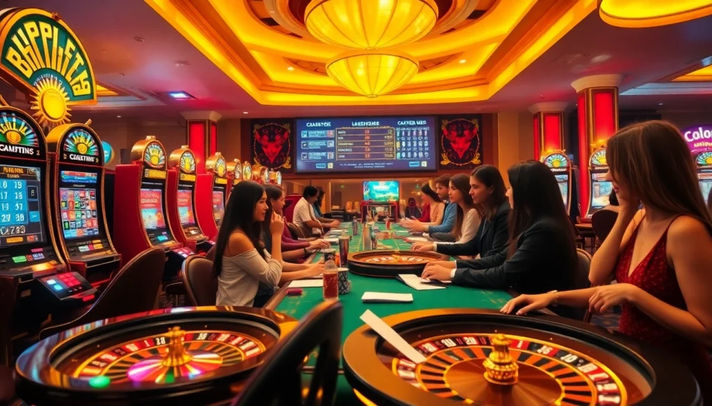 The Bdg game captivates players in a bustling casino with roulette wheels and poker tables, highlighting the excitement of gambling.