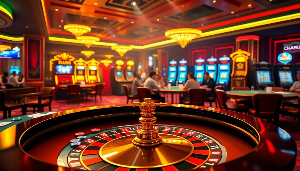 Lì xì mỗi ngày at a busy poker table in a lively casino atmosphere.